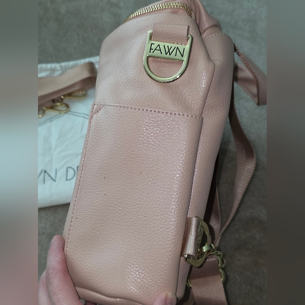 Fawn Design Mini Backpack Diaper Bag & Cosmetic Case- Warm Blush Pink - Picture 9 of 15
